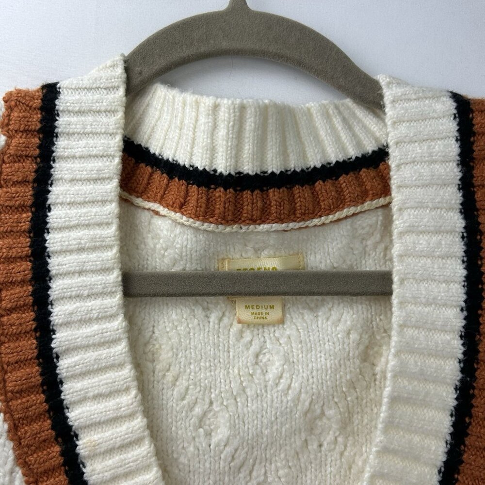 Maeve Anthropologie Willa Cable Knit Vest Size Medium Oversize Preppy Cozy - Picture 11 of 16